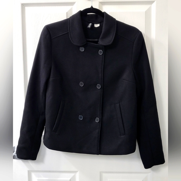 Divided By H&M Size 8 Women's Black Double Breasted Long Sleeve Jacket - Picture 1 of 7